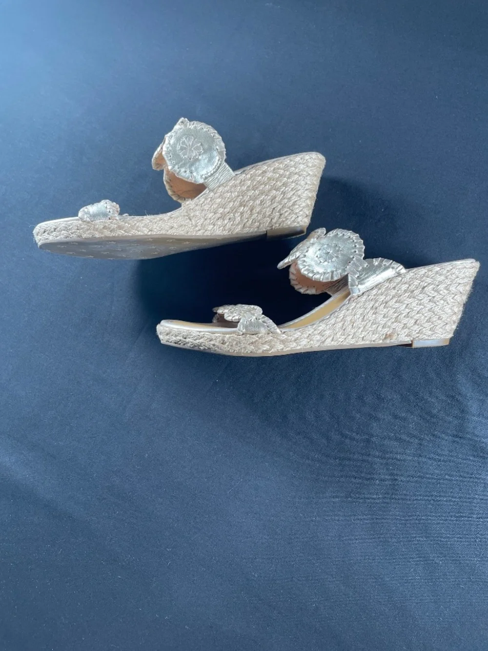 Jack Rogers Shelby Espadrille Wedge 7.5M in Platinum Country